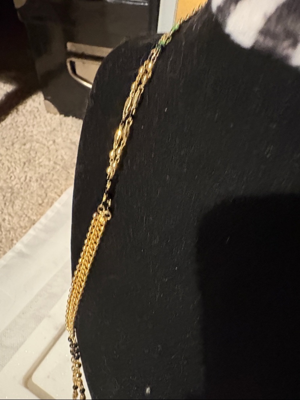 Elegant 22k Gold plated Finish Layered Necklace - Mangalsutra Style - Picture 5 of 7